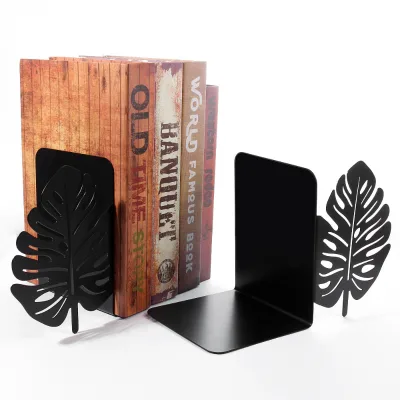 Metal Decorative Book Ends Supports for Design Heavy Duty Bookrack Desk Books Unique Appearance Bookends Black