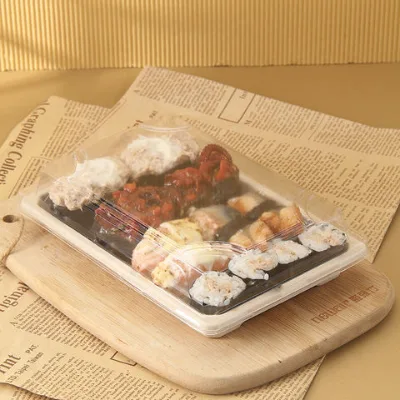 Disposable Paper Tray Eco Container Biodegradable Containers Pulp Lid Food Packaging Sushi Tray