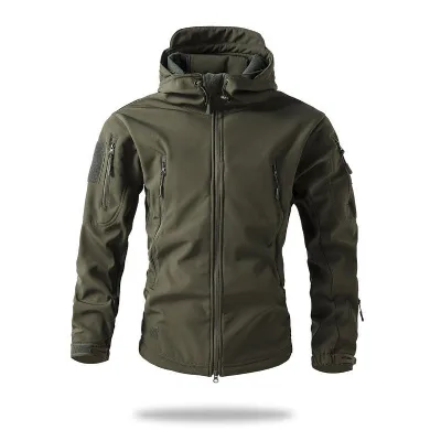 Men's Long Length Interchange Safari Zipper Coat with Stand Collar for Spring Autumn Outdoor Activities Front Logo Position