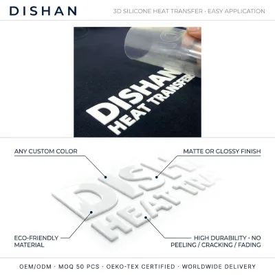 Superior 3D Effect Wholesale Eco-friendly Silicone Heat Transfer Glossy Matte Silicone Logo for Clothing Apparel T-shirt Labels