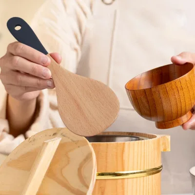 Wooden Spatula Soup Spoon Non-Slip Heat-Resistant Stir-Fry Pan Spatula Rice Spoon Ergonomic Handle Cooking Shovel Kitchen Tool