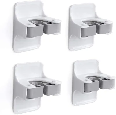4pcs Mop and Broom Holder,Sturdy Broom Holder Wall Mount, Self Adhesive No Drilling Super Anti-Slip for Home, Kitchen, Bathroom