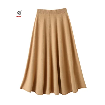 Nanteng New Fresh Stock Latest Design Winter Loose Solid Color Woolen Wool Cashmere Woman Skirt