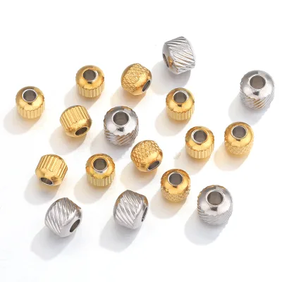 Top Wholesale Reticulated Beads Drilling Beads Long Tube Stainless Steel Spacer for Jewelry Making