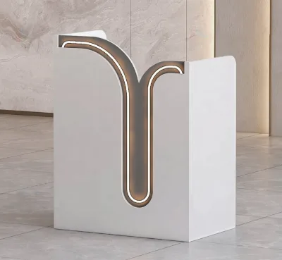 LOGO Customized Modern Wood Beauty Salon Hospital School Reception Desk White Anti-Water Anti-Scratch Commercial Use Supermarket