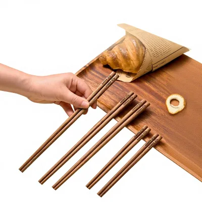 ESTICK Wholesale 25cm Water Polished Creative Chicken Wing Wood Chopsticks for Home Gift Promotion