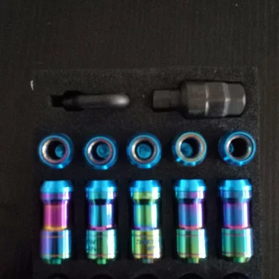 NEO CHROME M12x1.5 STEEL EXTENDED DUST CAP LUG NUTS WHEEL RIMS TUNER WITH LOCK