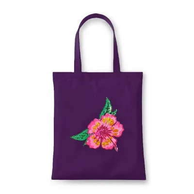 Branded Cotton Carry Bag with Embroidered Center Flower Design