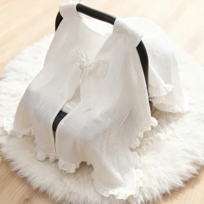 Bestseller Pure Cotton Crepe Fabric 82*110cm Baby Stroller Cover Bassinet Cover Sun Shade Wind Shield Lace