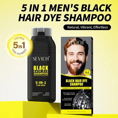 SEVICH Black Hair Shampoos Organic Ginger Ginseng Extract 250ml Instant Beard Hair Grey to Black Shampoo for Men