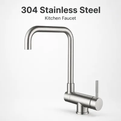 JIKU 1 Handle Deck Mounted Kitchen Faucet Hot Cold Water Mixer Gun Grey Chrome Brushed Nickel Finish Pure Water Filter Crane