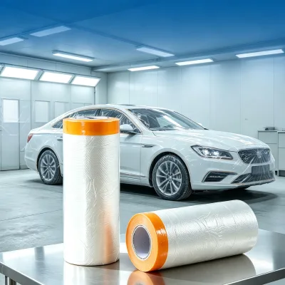 Custom Width Pre Taped Masking Film Paint Overspray Protection for Decoration Hardware Tools