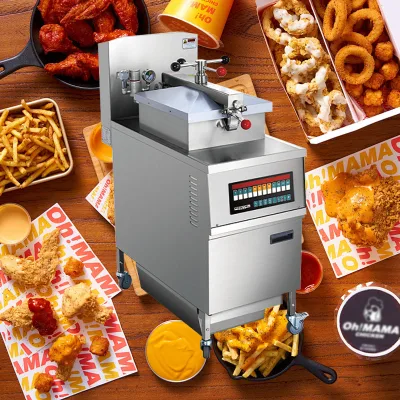 Industrial Automatic Chicken Frying Machine Broaster Electric Gas Chip Intelligent Pressure Deep Fryer with Oil Filter Cart