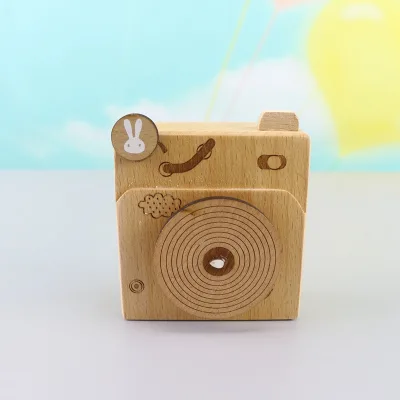 Gramophone Beechwood Music Box Creative Gift Craftsmanship Cute Music Box Small Figurine