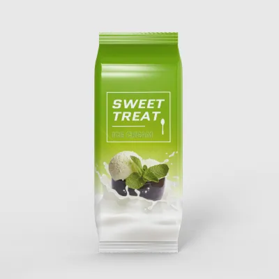 Custom Printed Ice Cream Packaging Center Seal Pouch Food Grade Heat Seal Bag for Frozen Dessert Candy Snacks