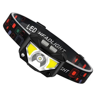 Waterproof Rechargeable White LED Headlamp Flashlight ABS Promotional Camping Accessories for Hiking Running Fishing & Cycling