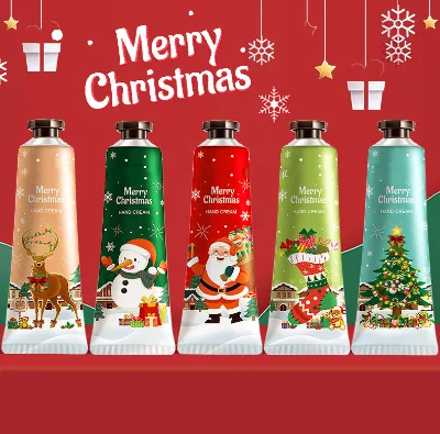 Custom logo Christmas Gift Set Cosmetic Skincare Aluminum Tube Packaging Moisturize Lotion Mini Hand Cream for Women