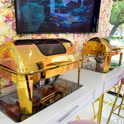 Factory Customize Roll Top Chaffing Dishes Wedding Party Supplies Luxury Buffet Set Catering Dinner Modern Hotel Chafing Dishes