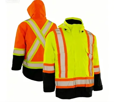 Hot Sale High Vis Winter Safety Jacket Reflective Airport Workwear Warm Engineering Coat Fluorescent Yellow