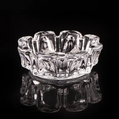 High Quality Antique Clear Flower Round Crystal Smokeless Glass Ashtray