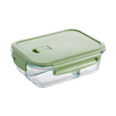 Single Compartment Rectangular Glass Dining Container for Microwave Oven Fresh-Keeper Food Storage