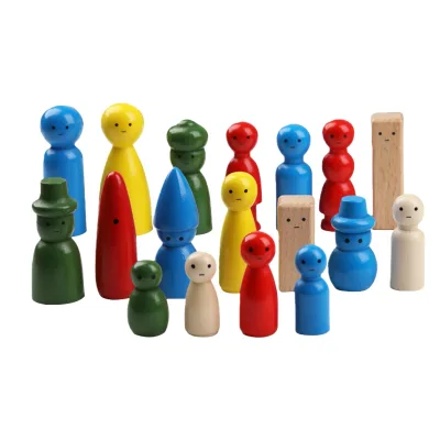 53 Pieces Colorful Family Figures, Red Blue Yellow Green Natural Colors, Educational Montessori Toys