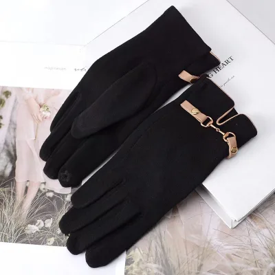 2024 Women's Winter Warm Velvet Gloves Cute Bowknot Touch Screen Gloves Thickened Outdoor Cycling Gloves Cashmere Mittens