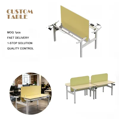 Robust Heavy Load Metal Support Structure Space Efficient Adjustable Desk Modern Dual Station Electric Height Adjustable Table
