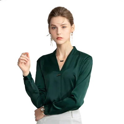 Korea Style Silk Satin Chiffon Blouse for Women Summer Ready-Made In-Stock Wide Sleeve Breathable Factory Direct Supply