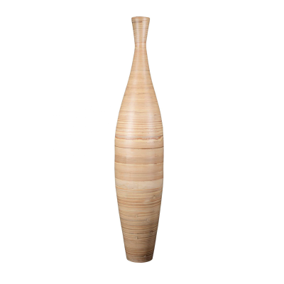 Sustainable Bamboo Natural Handcrafted Tall Bottle Shape Floor Vase for Silk Plants Flowers Filler Decor