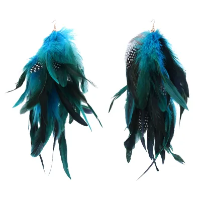 Boho Feather Earrings for Women Large Festival Earrings with Real Feathers Handmade Statement Jewelry for Halloween