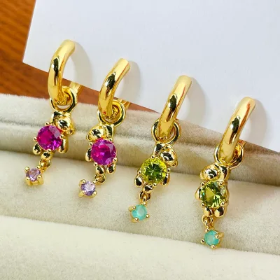 Sweet Style Planet Design Color Zircon Women's Ear Ring Wholesale 925 Sterling Silver Material Earrings for Girls