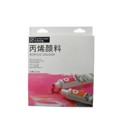 24 Colors 12 ml Tubes Rich Pigment Acrylic Paint for Kids Adults Artists Canvas