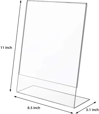 Acrylic Manufacture Custom Blank Acrylic Sign Holder Card L Shape A4 A5 A6 Acrylic Display Stand Reserved Table Menu Sign