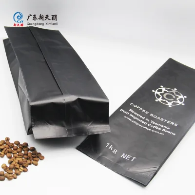 Soft-touch Lamination 1kg Coffee Bag Quad Seal Pouches Side Gusset Plastic Bags