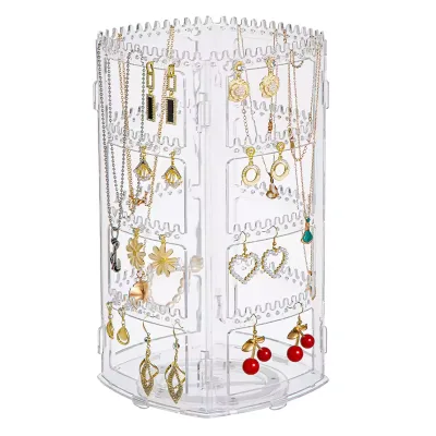 Rotating Jewelry Storage Rack Acrylic Earrings Storage Display Rack