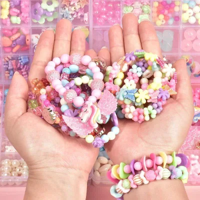Children's Metal Beaded Bracelet Girl Hand DIY Material Bag Necklace Jewelry Toy Educational Birthday Gift Ages 7-12