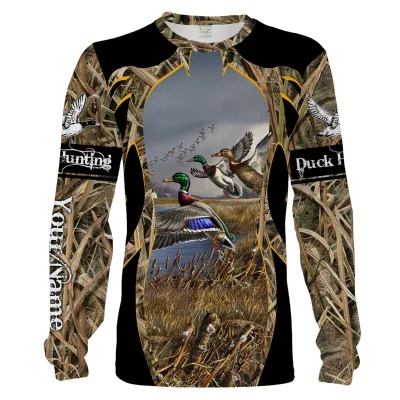 UPF 50 Custom Printed Long Sleeve Hunting Shirt Camouflage Pattern Light Weight Polyester Outdoor Hunting Apparel