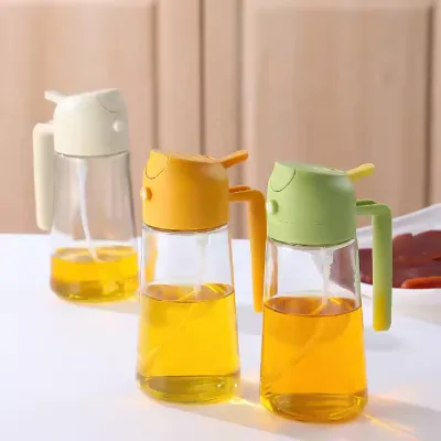 470ML Multipurpose 2 in 1 Food Grade Glass Oil Mister Glass Oil Bottle Oil Spray Bottle for Cooking and BBQ