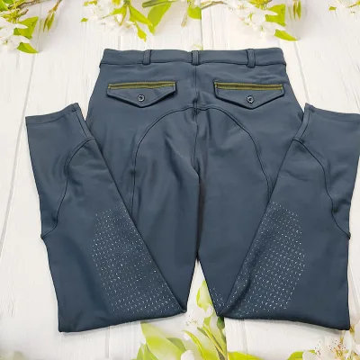 RTS Navy Men's Knees Silicone Riding Breeches Stretch Equestrian Horseback Riding Pants Outdoor Male Tights