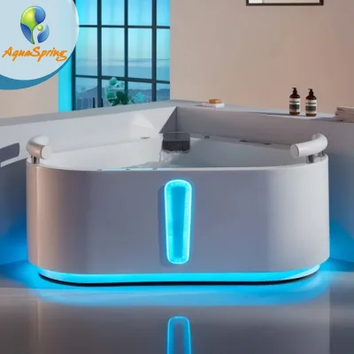 Aquaspring Hydromassage Indoor Spa Freestanding Mini Hot Tub Triangle Corner Massage Bathtub Wholesale Bath Tub with LED Light