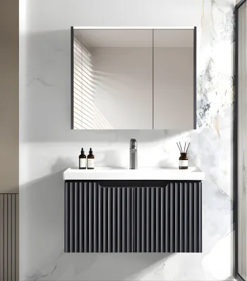 Premium Bespoke PVC Bathroom Furniture Set with Sintered Stone Top and Intelligent Defogging Mirror