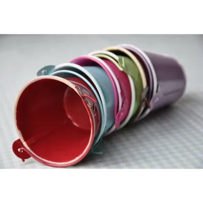 Home Party Decoration Metal Buckets With Handle Mini Round Flower Pot Plant Basket Customized Galvanized Bucket