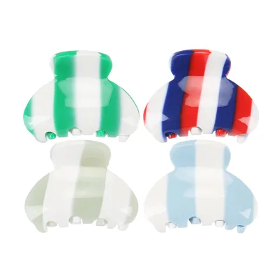 European and American Style Striped Claw Clip Acetate Premium Shark Clip Small Size Hair Claw