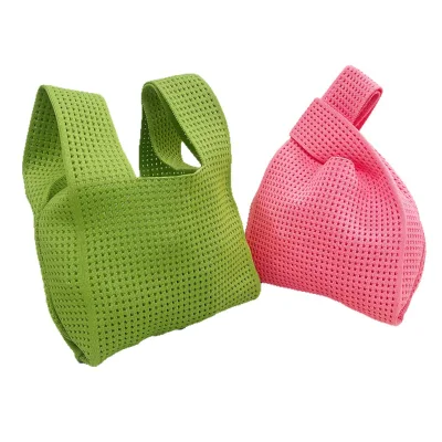 Promotional Candy Color Souvenir Gift Bag Hollow Out Small Wrist Bag for Female Customized Knitted Shopping Bag Women's Purse