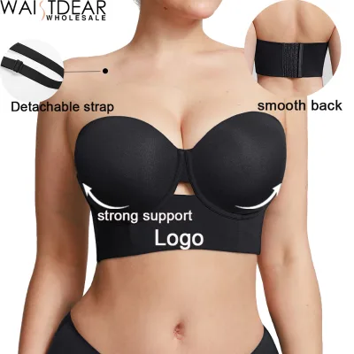 Waistdear Logo Bra Factory Strapless Bra Plus Size Push-up Bra Underwire Bra Wide Back Strong Support Women's Bra