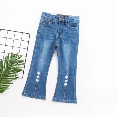 In Stock Kids Bell Bottom Pants Blue Color Girls' Pants Ankle-Length Pants Jeans Girl
