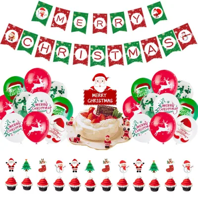 Merry Christmas Theme Decoration Balloon Package Flag Banner Hanging Cake Flags for Child's Occasions Factory Price Advantage