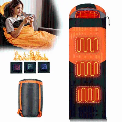 Cold Weather Usb 6 Heating Element Powered Heated Sleeping Bag 2.5kg Custom Electric Thermal Heated Blanket for Outdoor Camping