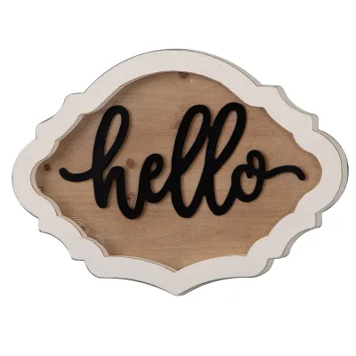 Wholesale Handmade Ornament Wooden Craft Word Letter Sign Door Hanger Front Porch Decor Hanging Irregular Rustic Wood Hello Sign